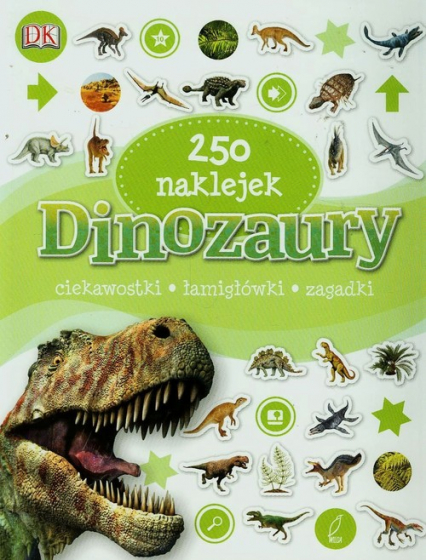 Dinozaury 250 naklejek ciekawostki, łamigłówki, zagadki -  | okładka