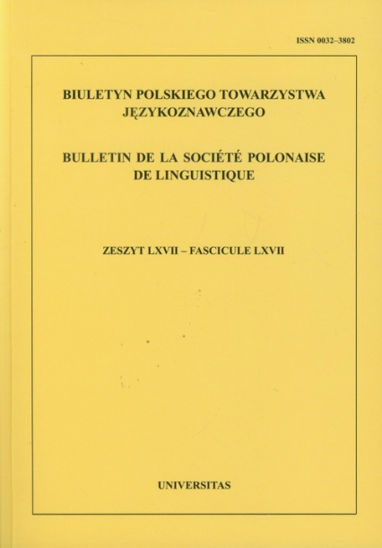 Biuletyn Polskiego Towarzystwa Językoznawczego Tom 66 -  | okładka