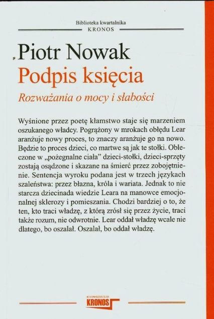 Podpis księcia Rozważania o mocy i słabości - Piotr Nowak | okładka