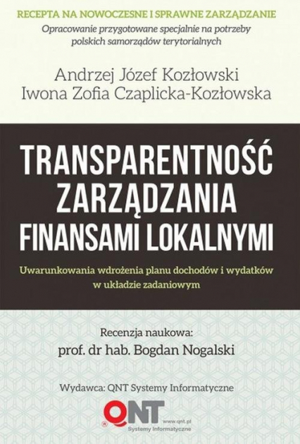 Transparentność zarządzania finansami lokalnymi - Czaplicka-Kozłowska Zofia Iwona, Kozłowski Józej Andrzej | okładka