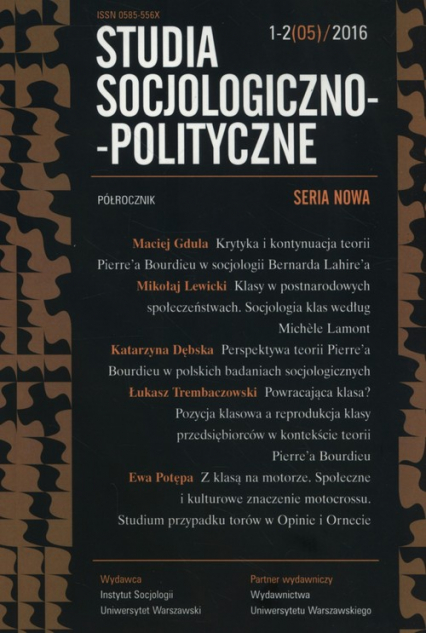 Studia Socjologiczno-Polityczne 1-2/2016 -  | okładka
