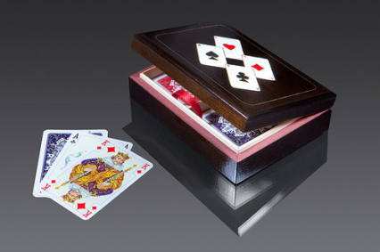 Karty do gry Piatnik 2 talie lux w pudełku drewnianym z asami -  | okładka