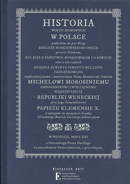 Historia wojen domowych w Polsce podzielona na pięć Ksiąg - Albert Vimiana | okładka