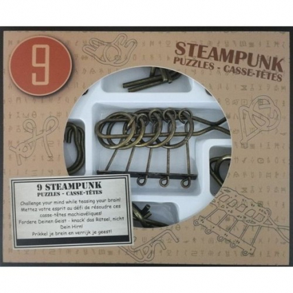Łamigłówki metalowe 9 sztuk Steampunk zestaw brązowy -  | okładka