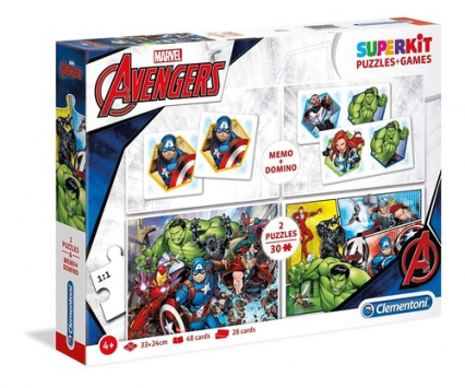 Superkit Avengers 4 w 1 Puzzle 2x30 +Memo +Domino -  | okładka