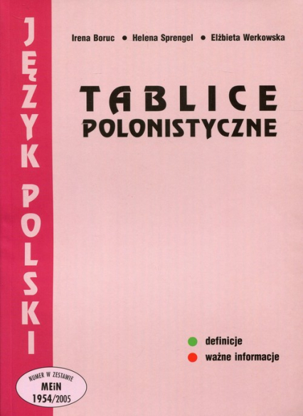 Tablice polonistyczne Szkoła ponadgimnazjalna - Boruc Irena, Sprengel Helena, Werkowska Elżbieta | okładka