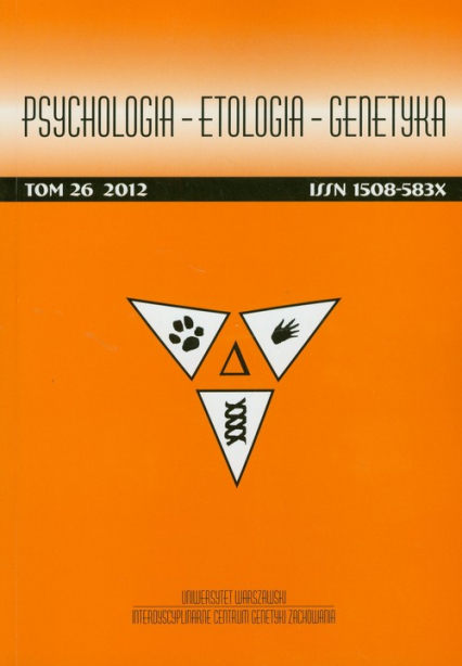 Psychologia Etologia Genetyka Tom 26/2012 -  | okładka