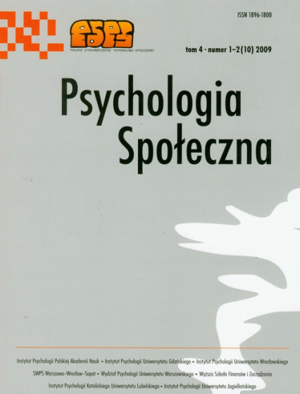 Psychologia społeczna  1-2 2009 Tom 4 -  | okładka