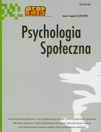 Psychologia społeczna  Tom 6 numer 4/2011 -  | okładka