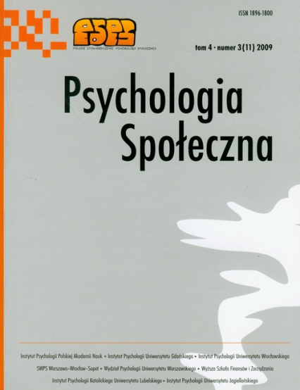 Psychologia społeczna  3/2009 Tom 4 -  | okładka