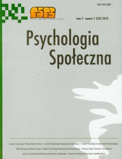 Psychologia społeczna Tom 7/2012 -  | okładka