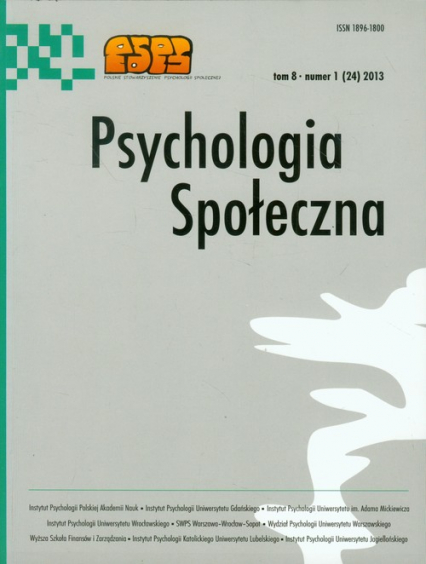 Psychologia Społeczna  1(24) 2013 -  | okładka