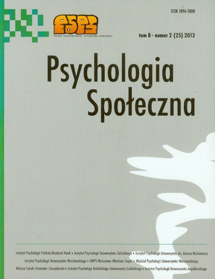 Psychologia społeczna Tom 8 nr 2 2013 -  | okładka