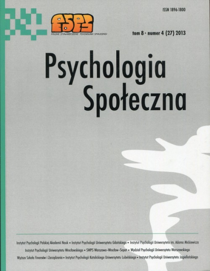 Psychologia Społeczna  8(27) 2013 -  | okładka