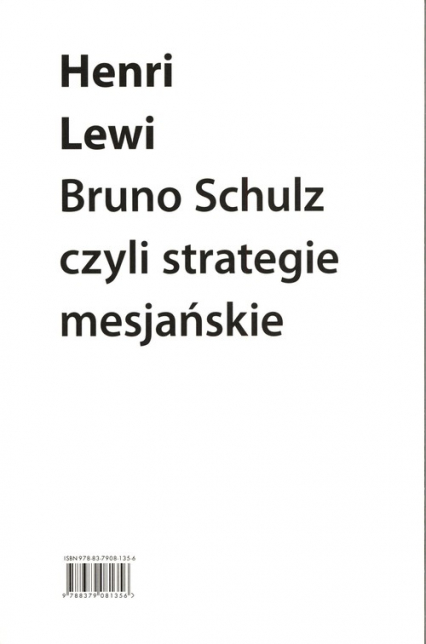Bruno Schulz, czyli strategie mesjańskie - Henri Lewi | okładka