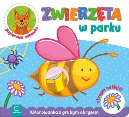 Zwierzęta w parku Kolorowanka z grubym obrysem, okrągłe naklejki, papierowa zabawka -  | okładka