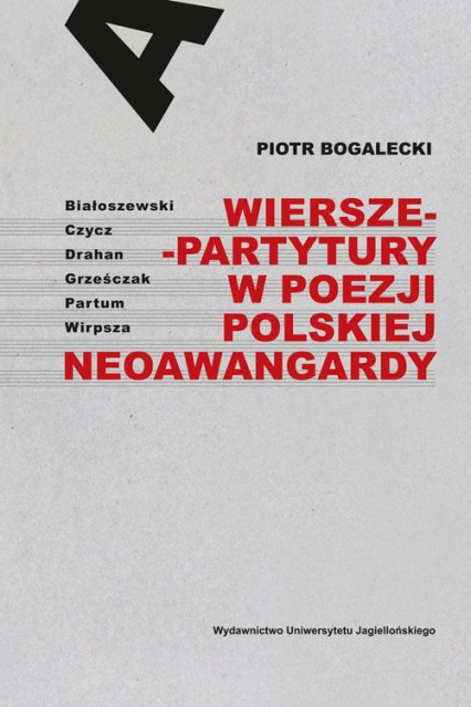 Wiersze-partytury w poezji polskiej neoawangardy Białoszewski – Czycz – Drahan – Grześczak – Partum – Wirpsza - Bogalecki Piotr | okładka