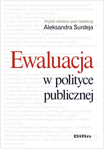 Ewaluacja w polityce publicznej - Aleksander Surdej | okładka