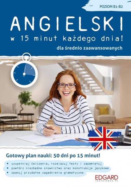 Angielski w 15 minut każdego dnia dla średnio zaawansowanych - Katarzyna Wiśniewska | okładka