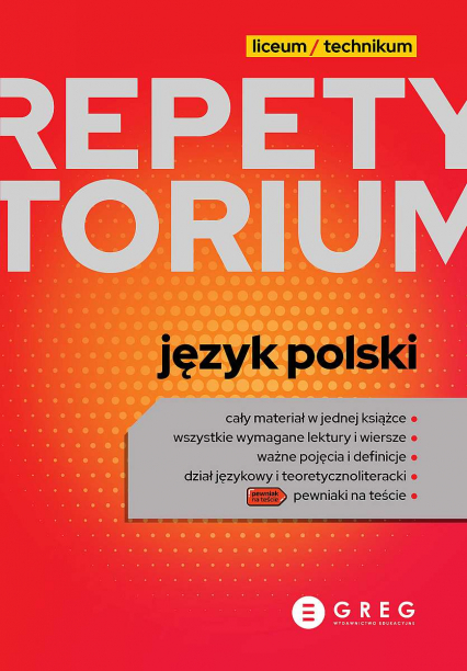 Język polski. Repetytorium liceum/technikum - Opracowanie Zbiorowe | okładka