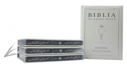Biblia na każdy dzień Pamiątka I Komunii Świętej Oprawa skóropodobna srebrna -  | okładka