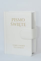 Pismo Święte Stary i Nowy Testament B5 białe skóropodobne z zapięciem na magnes -  | mała okładka