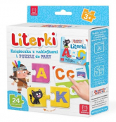 Literki Książeczka z naklejkami i puzzle do pary - | mała okładka