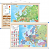 Mapa ścienna Europa polityczno fizyczna dwustronna 1:12 000 000 - Praca zbiorowa | mała okładka